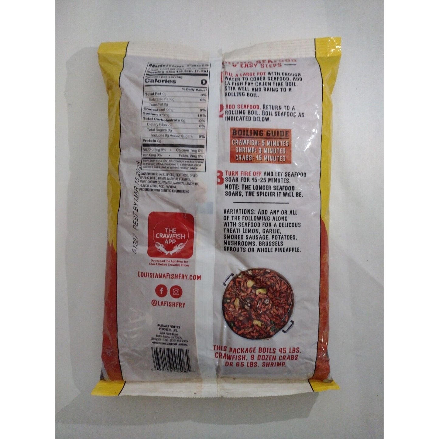 Louisiana Fish Fry Products Cajun Fire Crawfish Shrimp & Crab Boil 4 Pound Bag