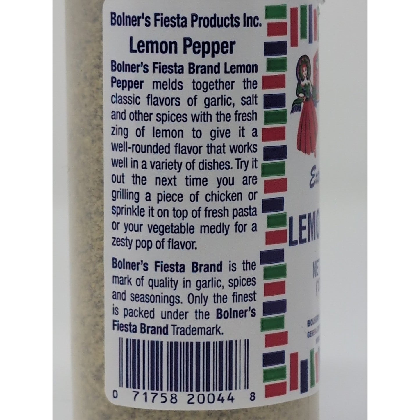 Bolner's Fiesta Extra Fancy Lemon Pepper 6 Ounce Plastic Shaker