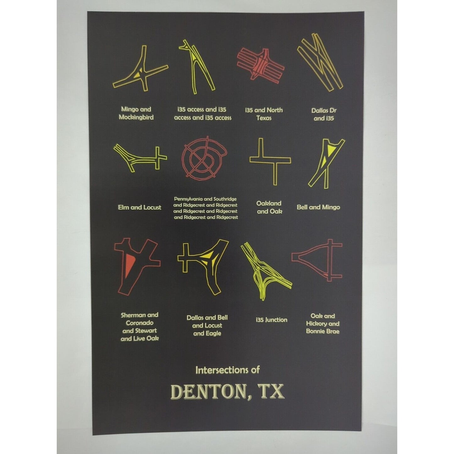Intersections of Denton by Kristine Bray 11 by 17 Poster on 100 Pound Cardstock