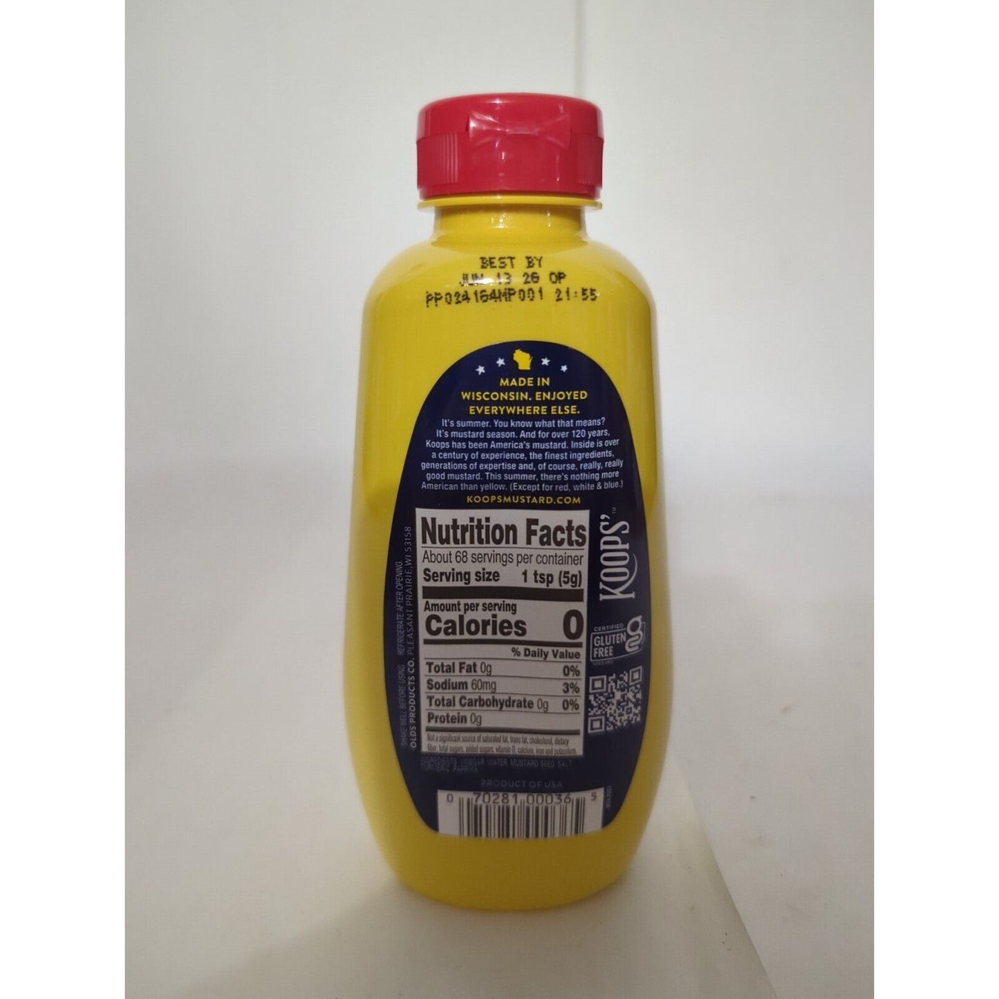 Koops' Original Yellow Mustard 12 Ounce Plastic Bottle