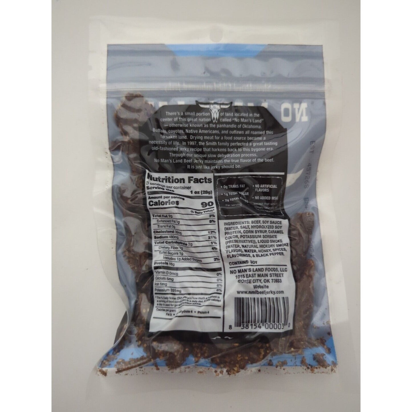 No Man's Land Black Pepper Beef Jerky 3 Ounce Package