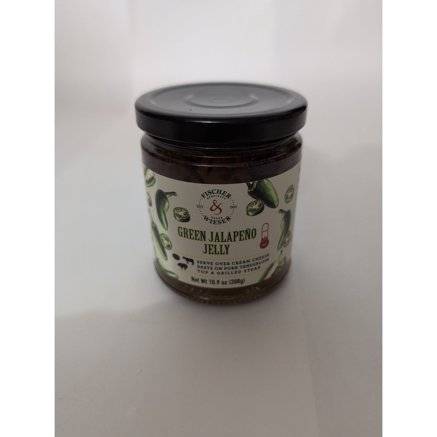 Fischer & Wieser Green Jalapeno Jelly 10.9 Ounce Glass Jar