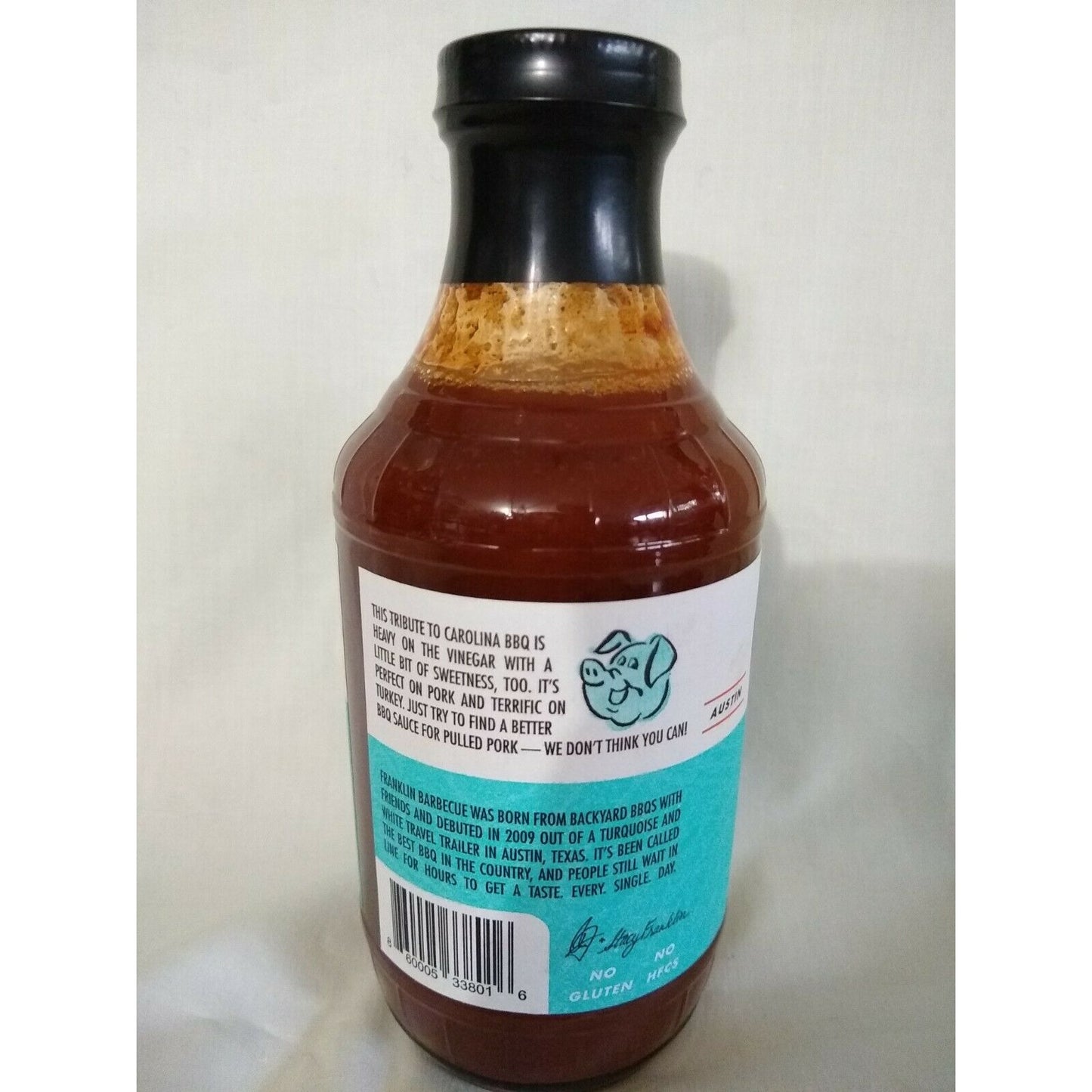Franklin Barbecue Vinegar BBQ Sauce 18 Oz Glass Bottle