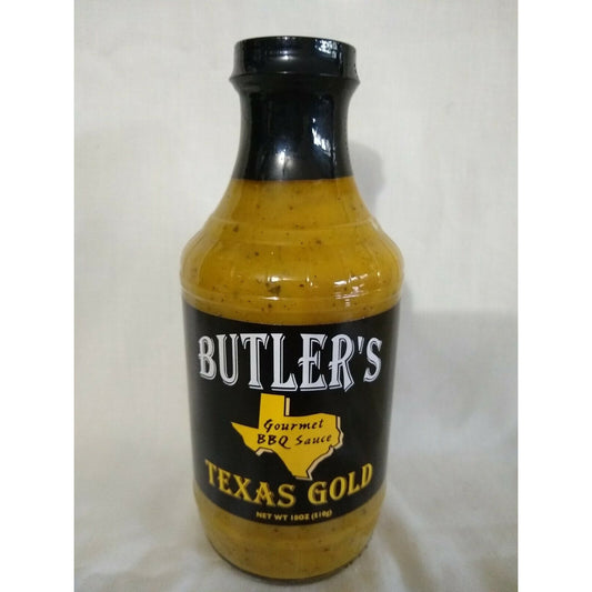Butler's Texas Gold Gourmet BBQ Sauce 18 Oz Glass Bottle