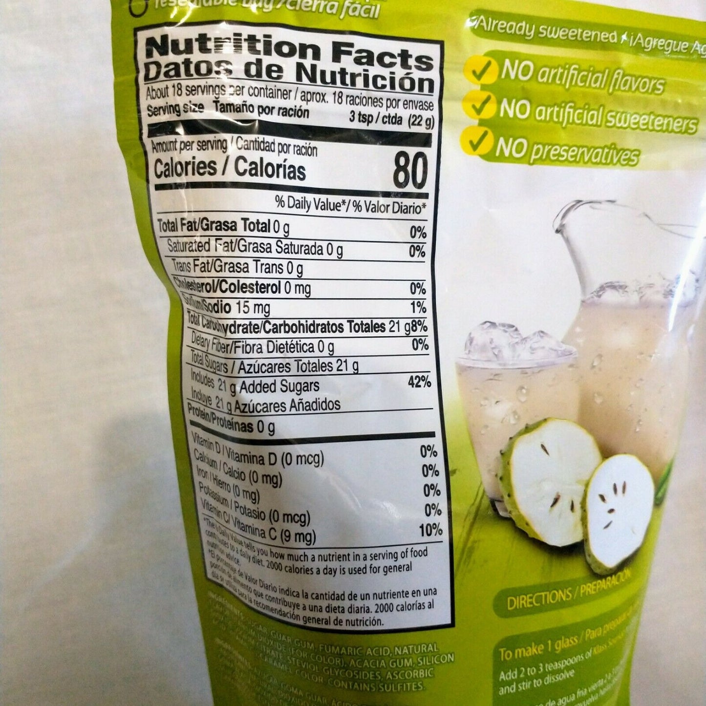 Klass Aguas Frescas Soursop (Guanabana) Drink Mix 14.1 Oz. Package