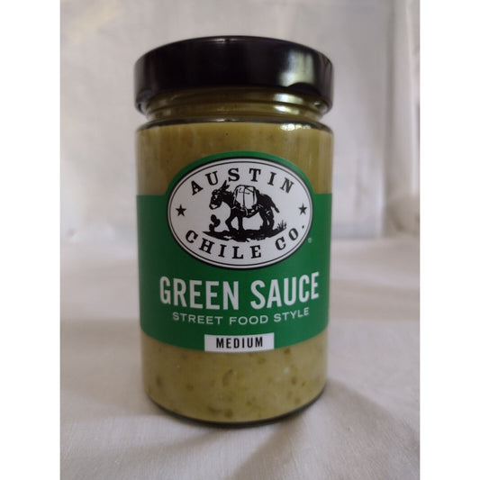 Austin Chile Co. Street Food Style Green Sauce Medium 13 Ounce Glass Jar