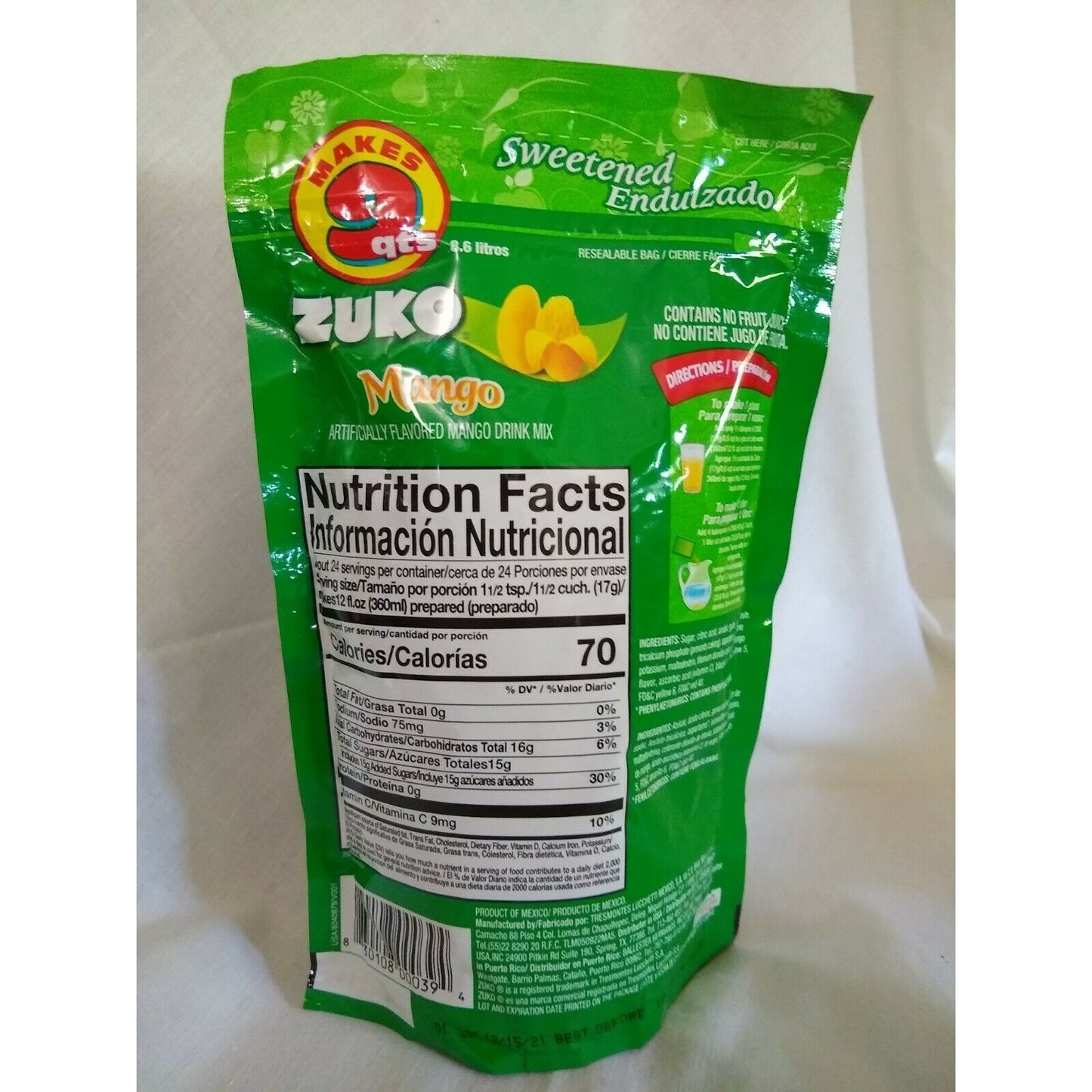 Zuko Aguas Frescas Mango Flavored Drink Mix 14.1 Ounce Package