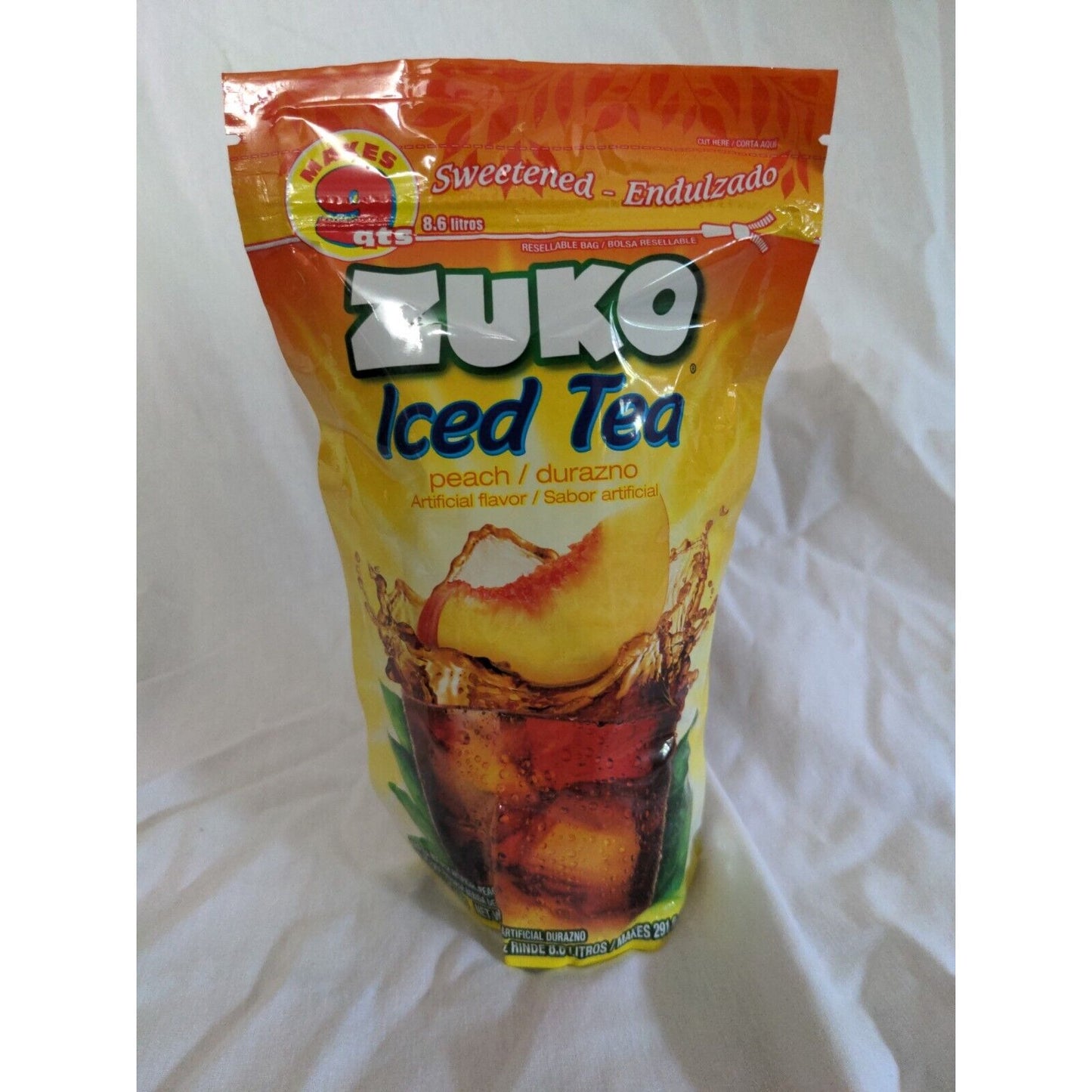 Zuko Peach Iced Tea Powder 14.1 Ounce Bag