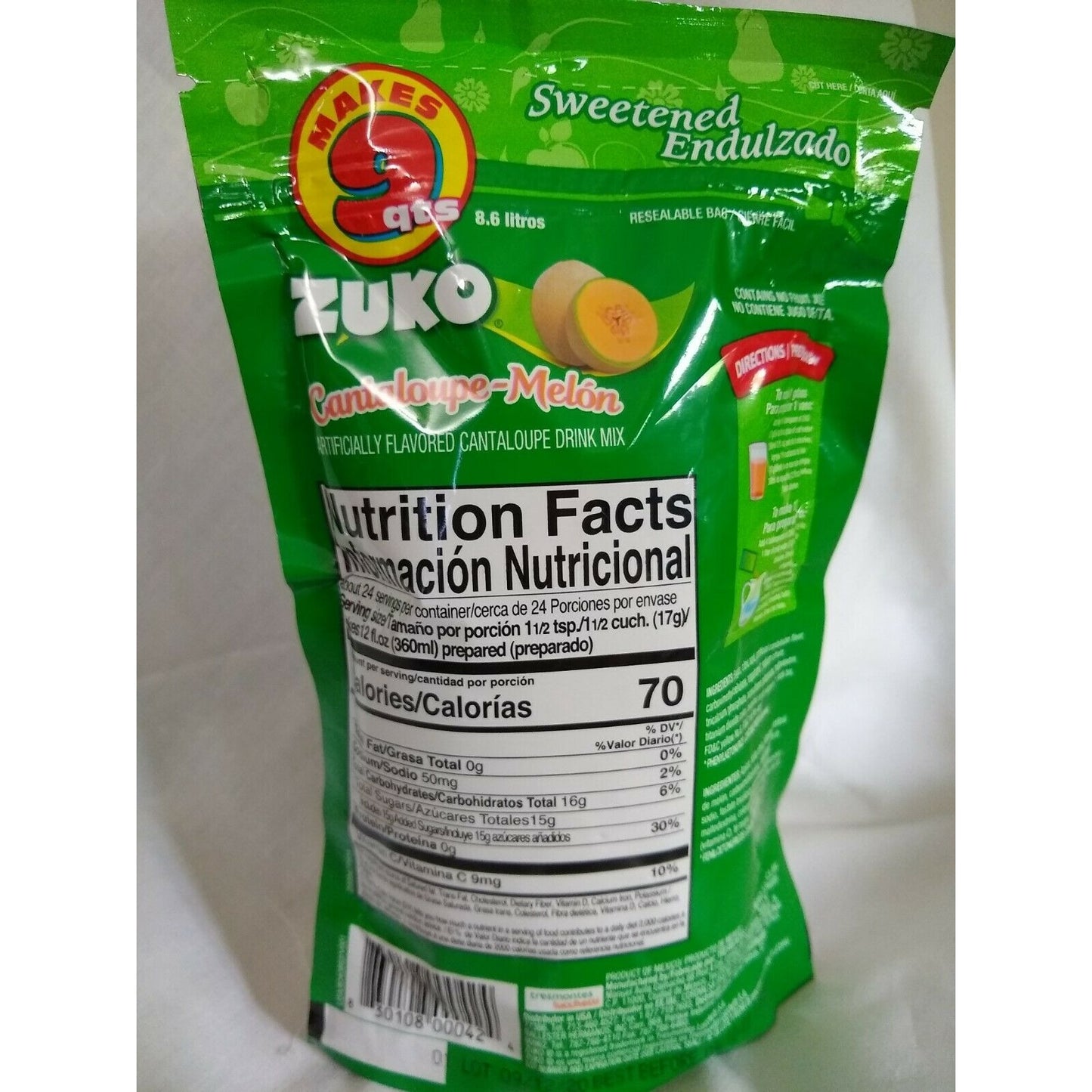 Zuko Aguas Frescas Cantaloupe (Melon) Flavored Drink Mix 14.1 Ounce Package