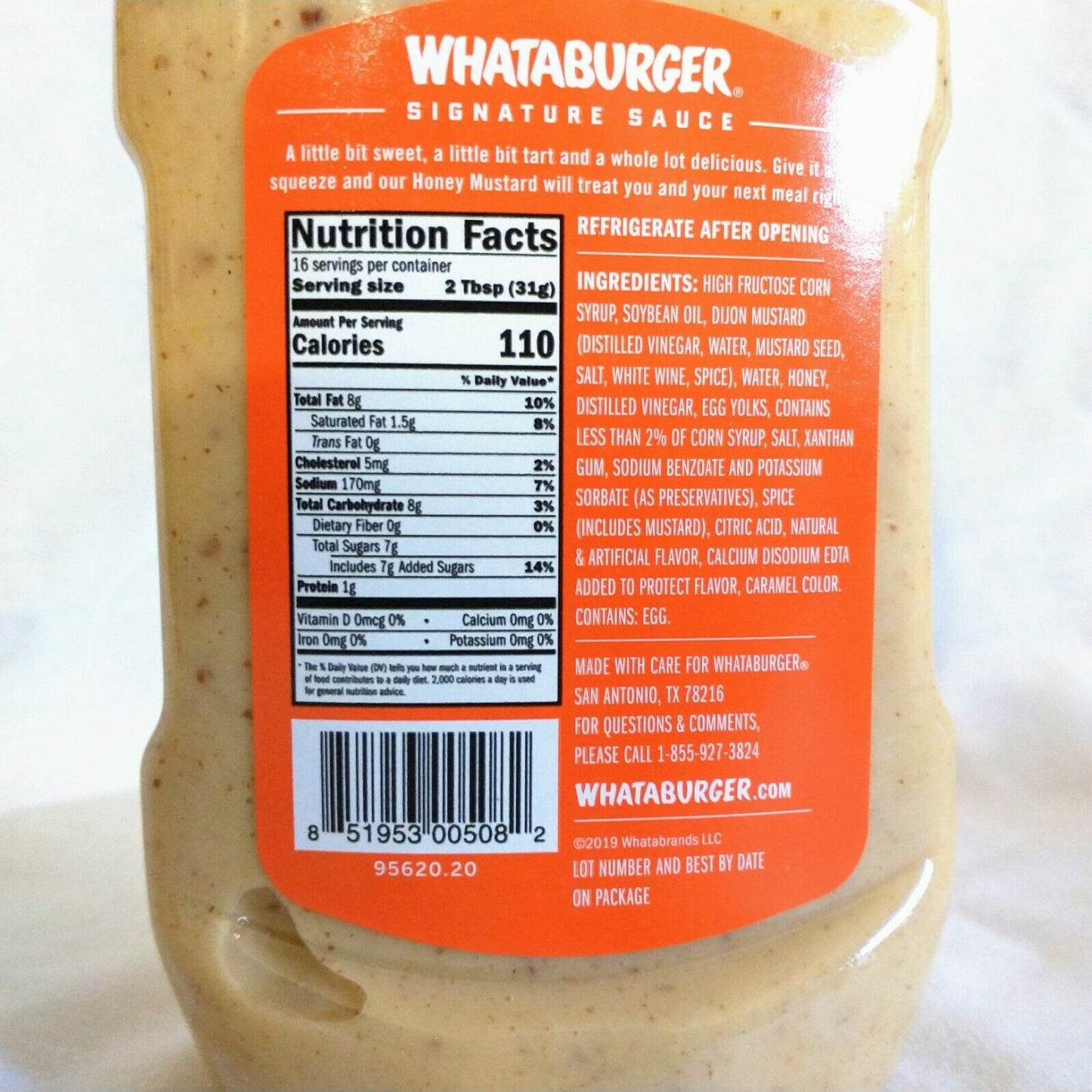 Whataburger Classic Honey Mustard 16 Oz. Squeeze Bottle
