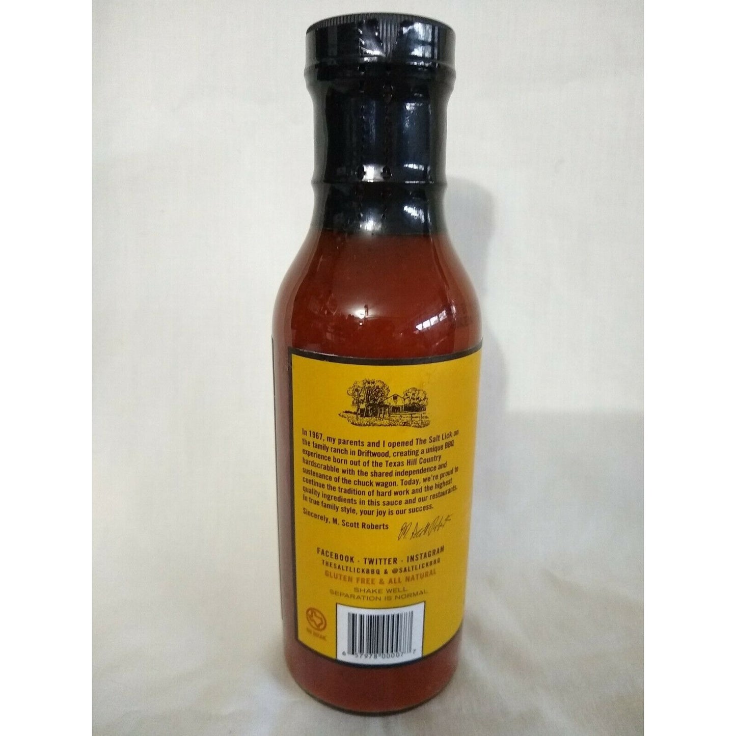 Salt Lick Texas Honey Pecan BBQ Sauce 14 Oz Glass Bottle