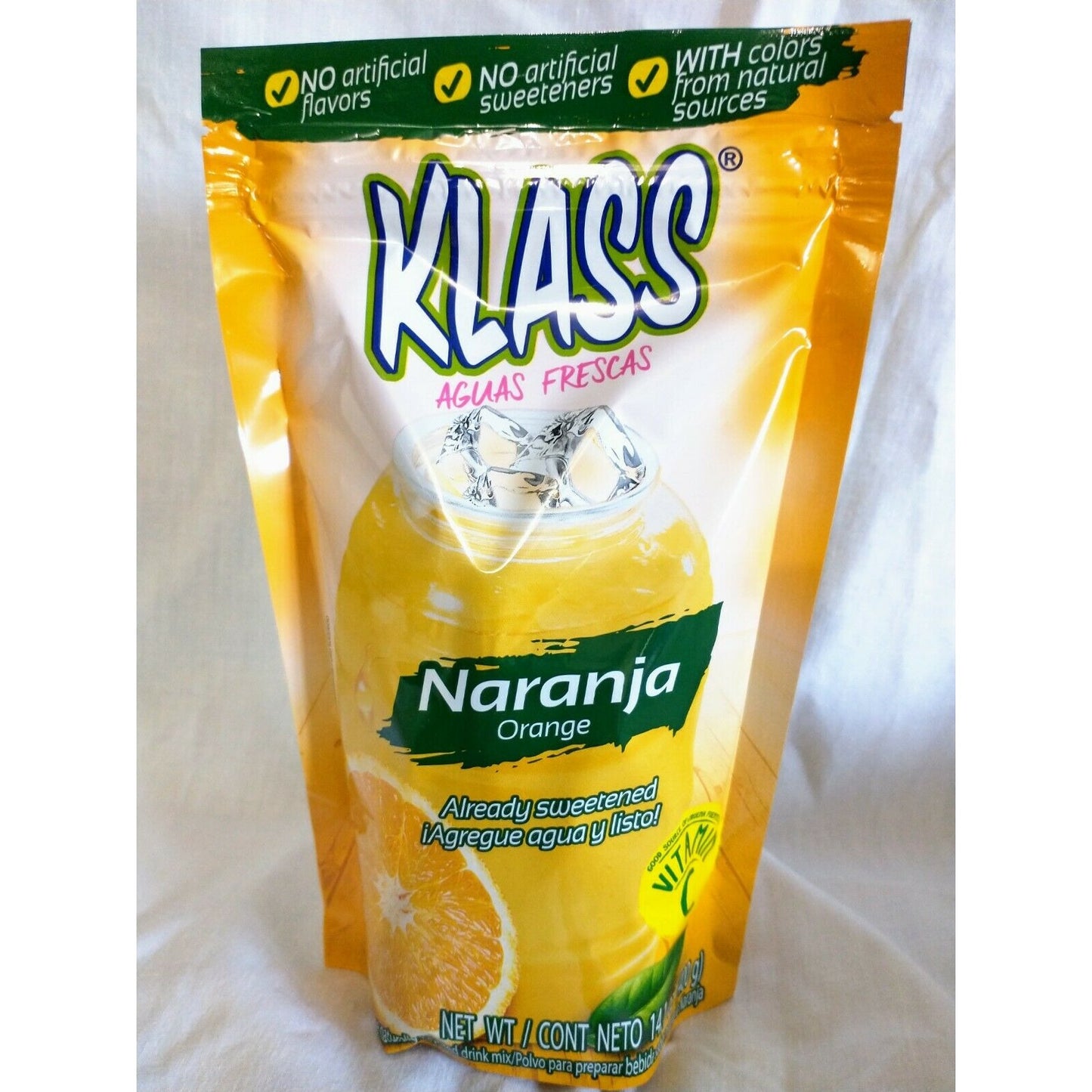 Klass Aguas Frescas Orange (Naranja) Drink Mix 14.1 Oz Package