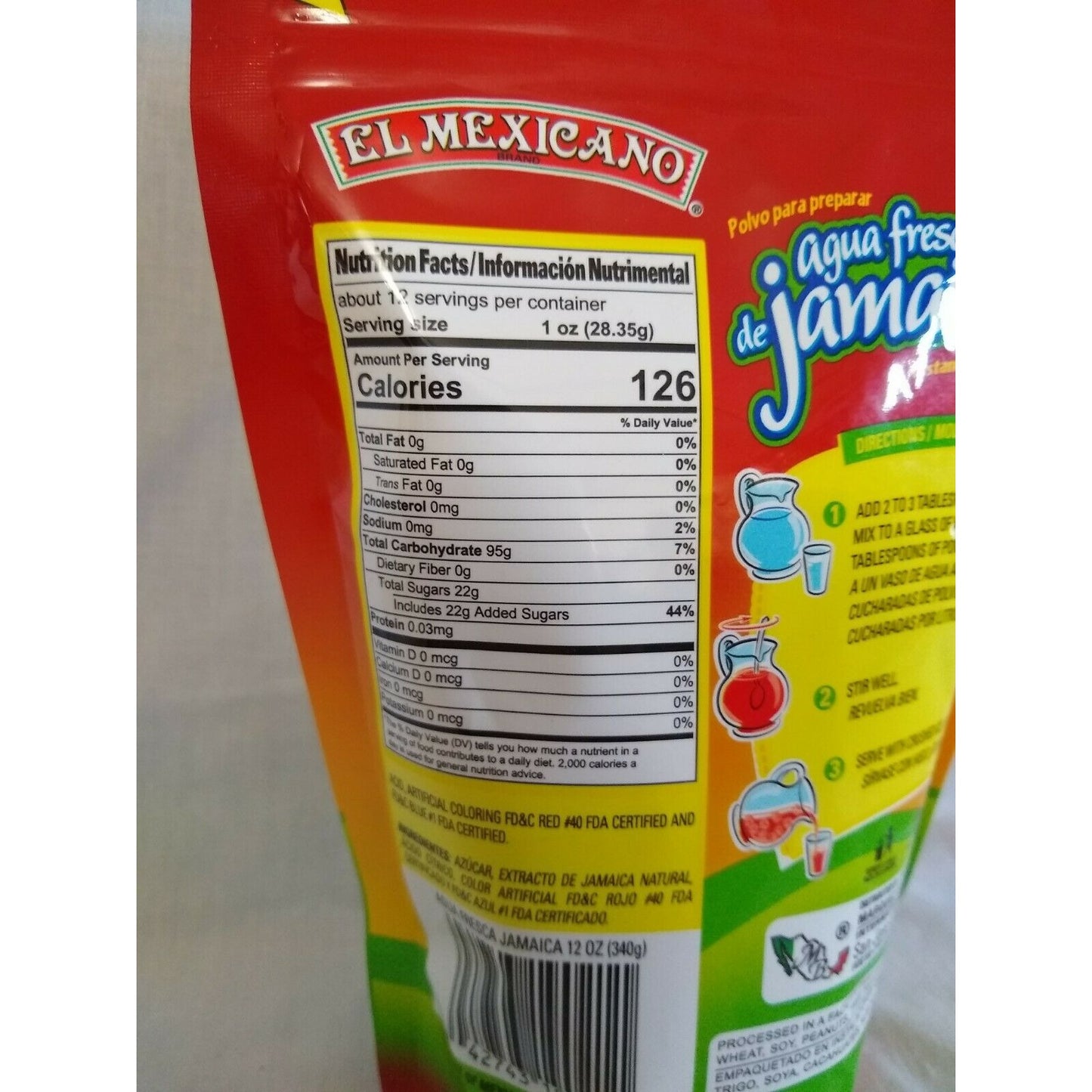 El Mexicano Agua Fresca de Jamaica Drink Mix 12 Ounce Package