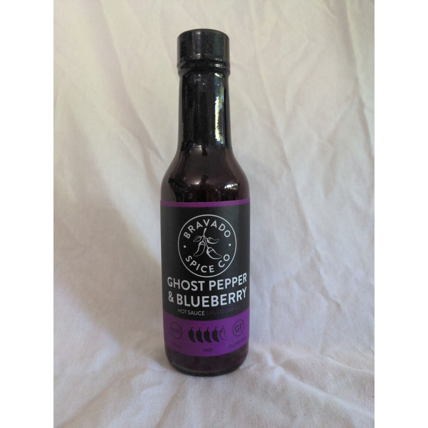 Bravado Spice Co Ghost Pepper & Blueberry Hot Sauce 5 Ounce Glass Bottle