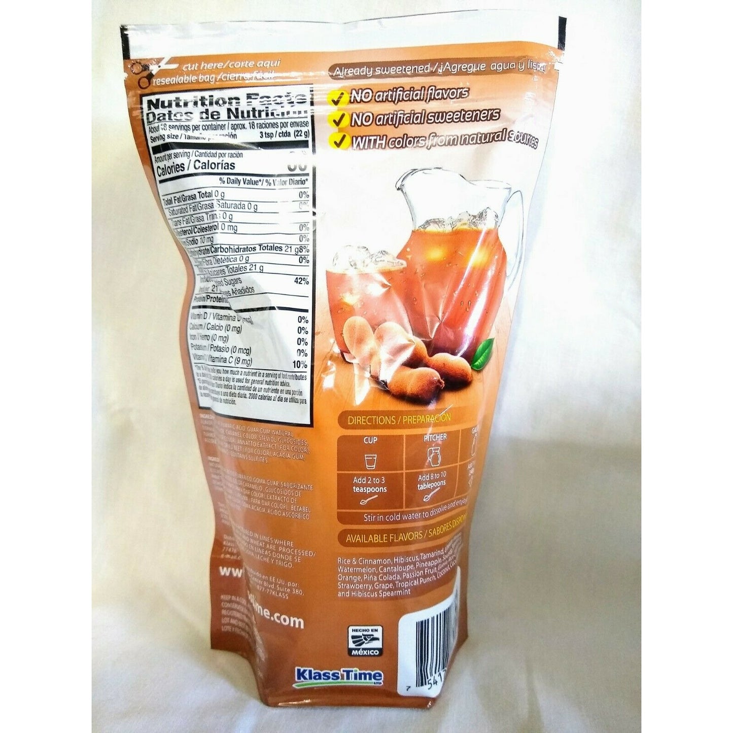 Klass Tamarind (Tamarindo) Powdered Drink Mix 14.1 Oz Package