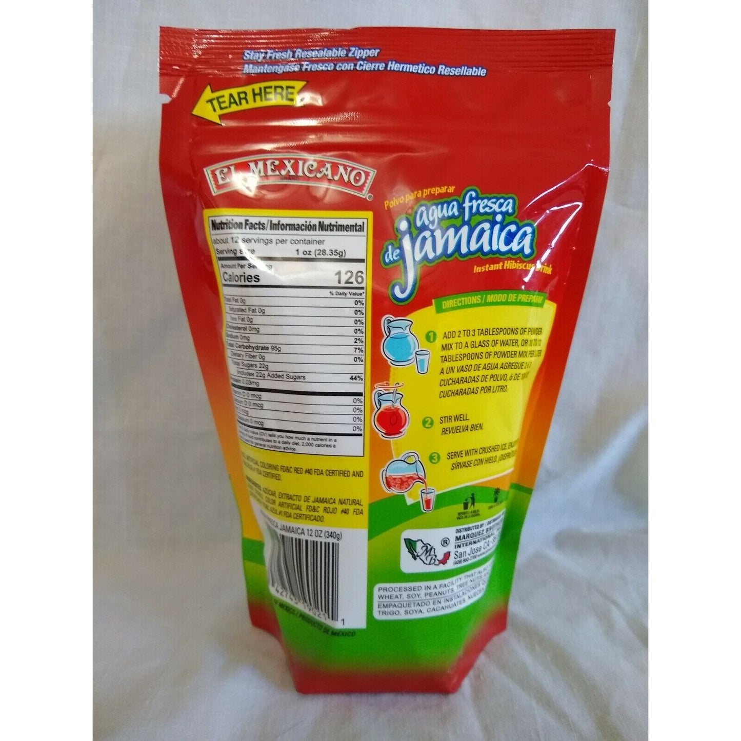 El Mexicano Agua Fresca de Jamaica Drink Mix 12 Ounce Package