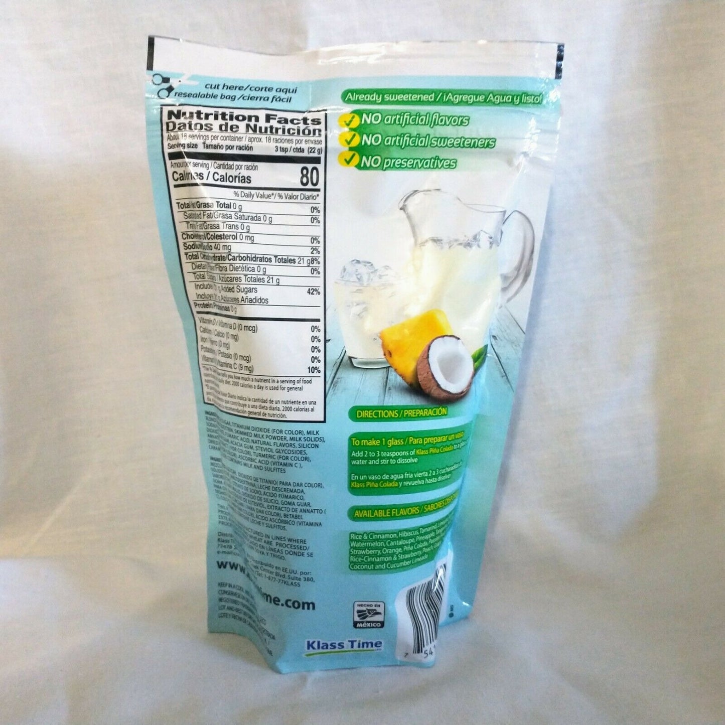 Klass Aguas Frescas Piña Colada Drink Mix 14.1 Oz. Package