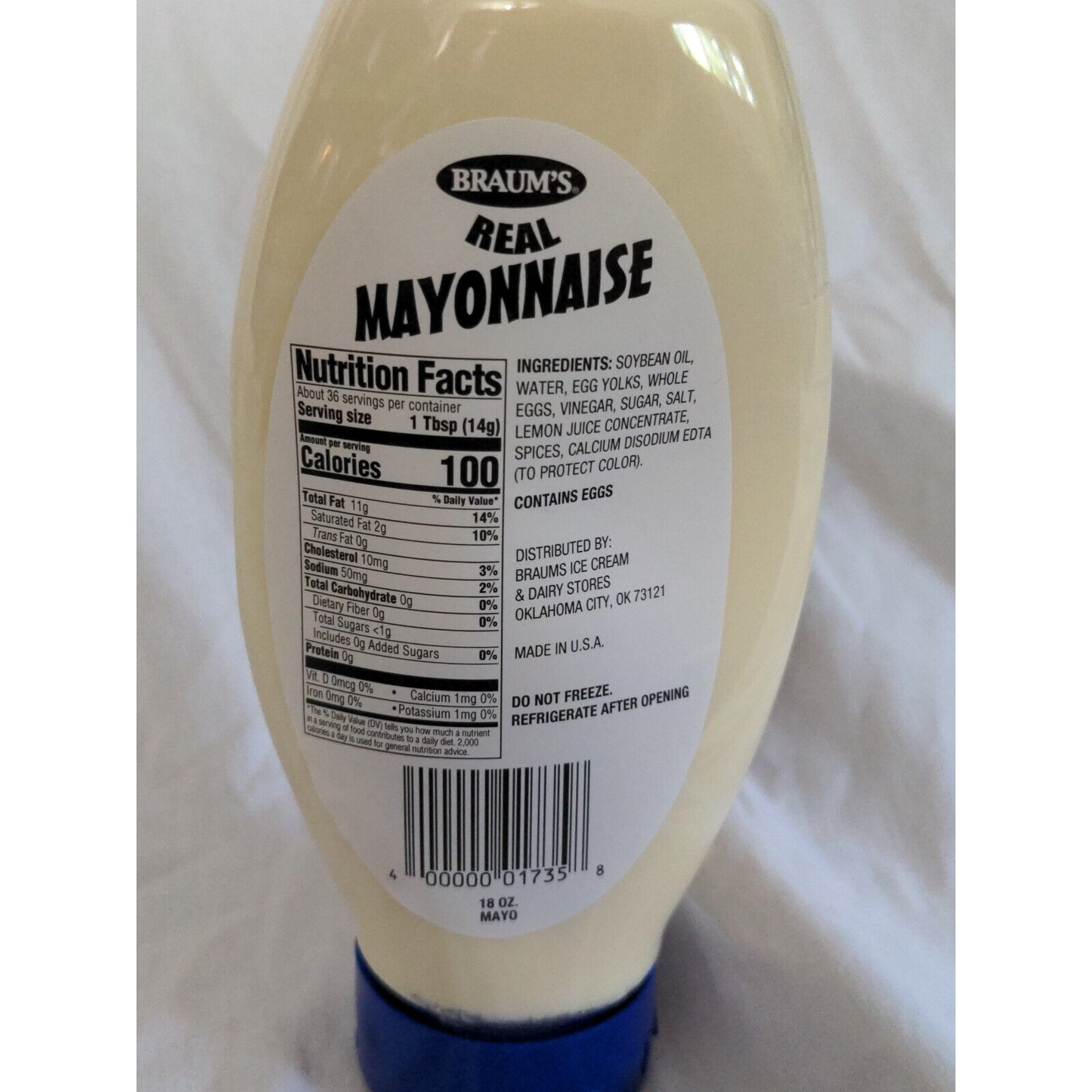 Braum's Real Mayonnaise 18 Ounce Container