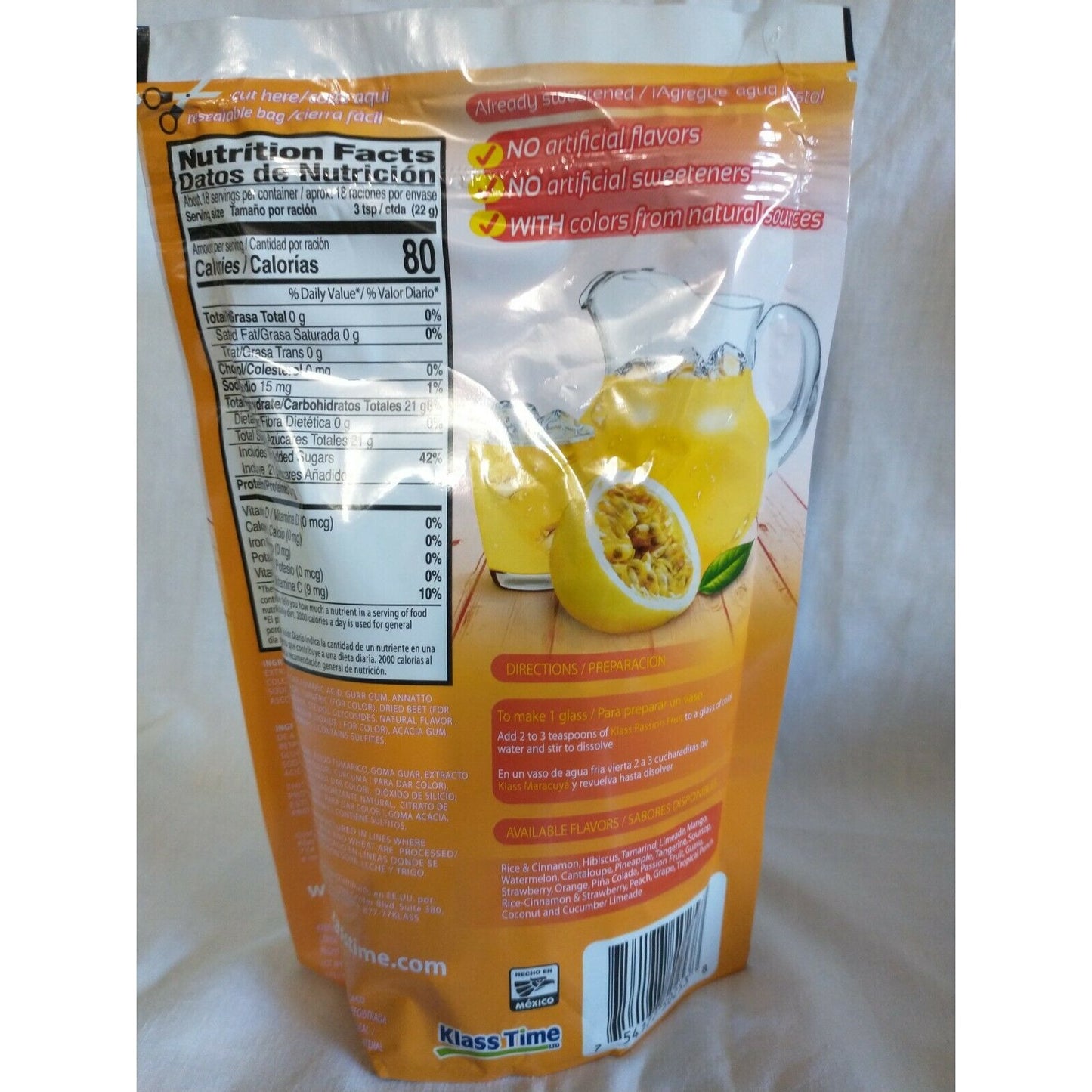 Klass Aguas Frescas Passion Fruit (Maracuya) Drink Mix 14.1 Oz Package