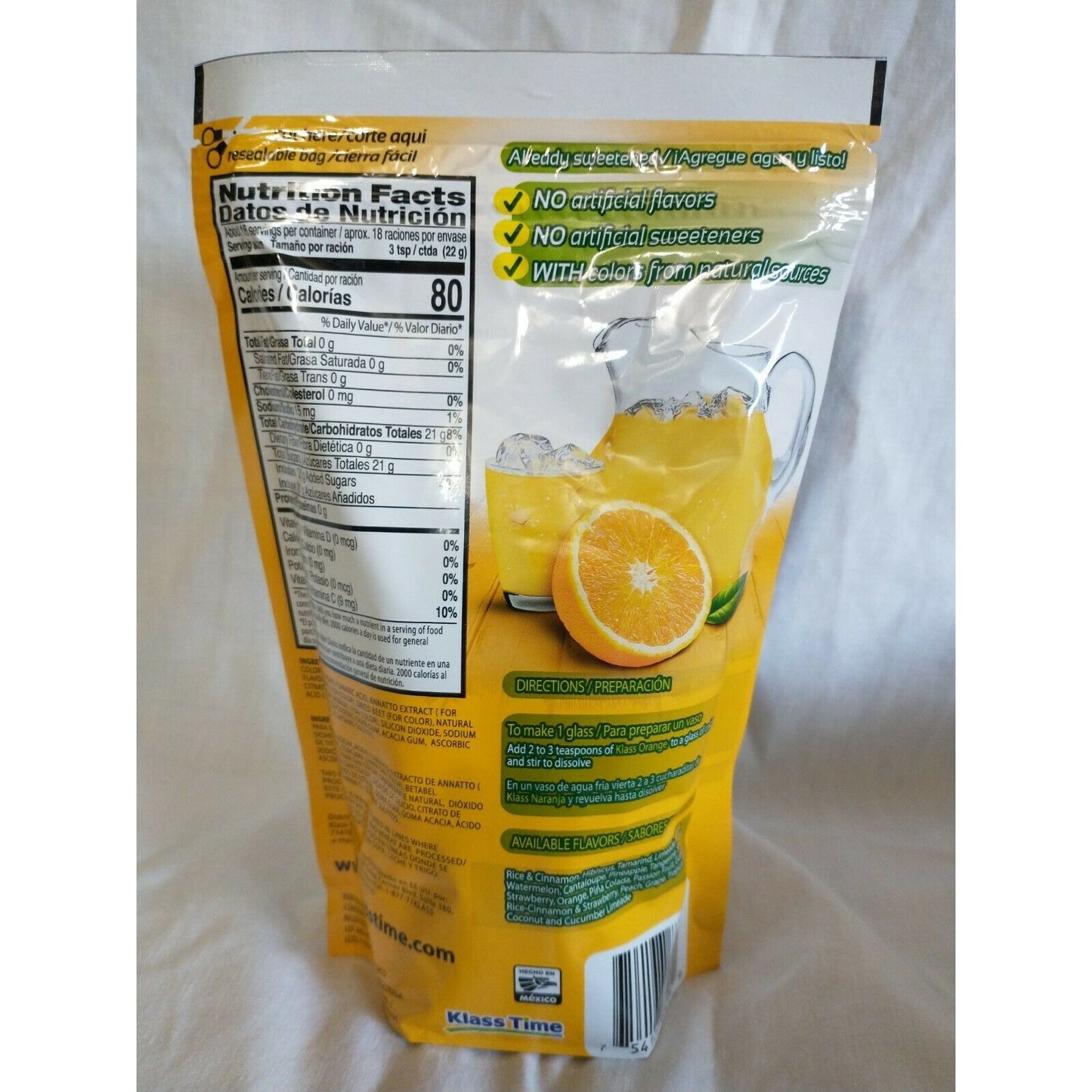 Klass Aguas Frescas Orange (Naranja) Drink Mix 14.1 Oz Package