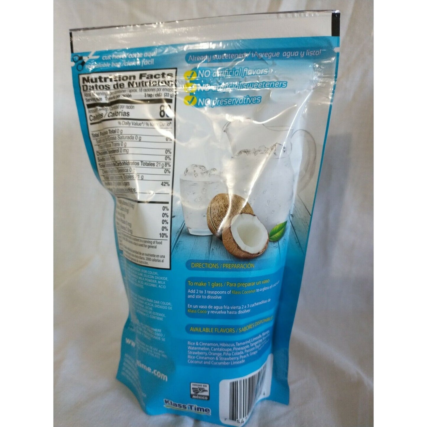 Klass Aguas Frescas Coconut (Coco) Drink Mix 14.1 Oz Package