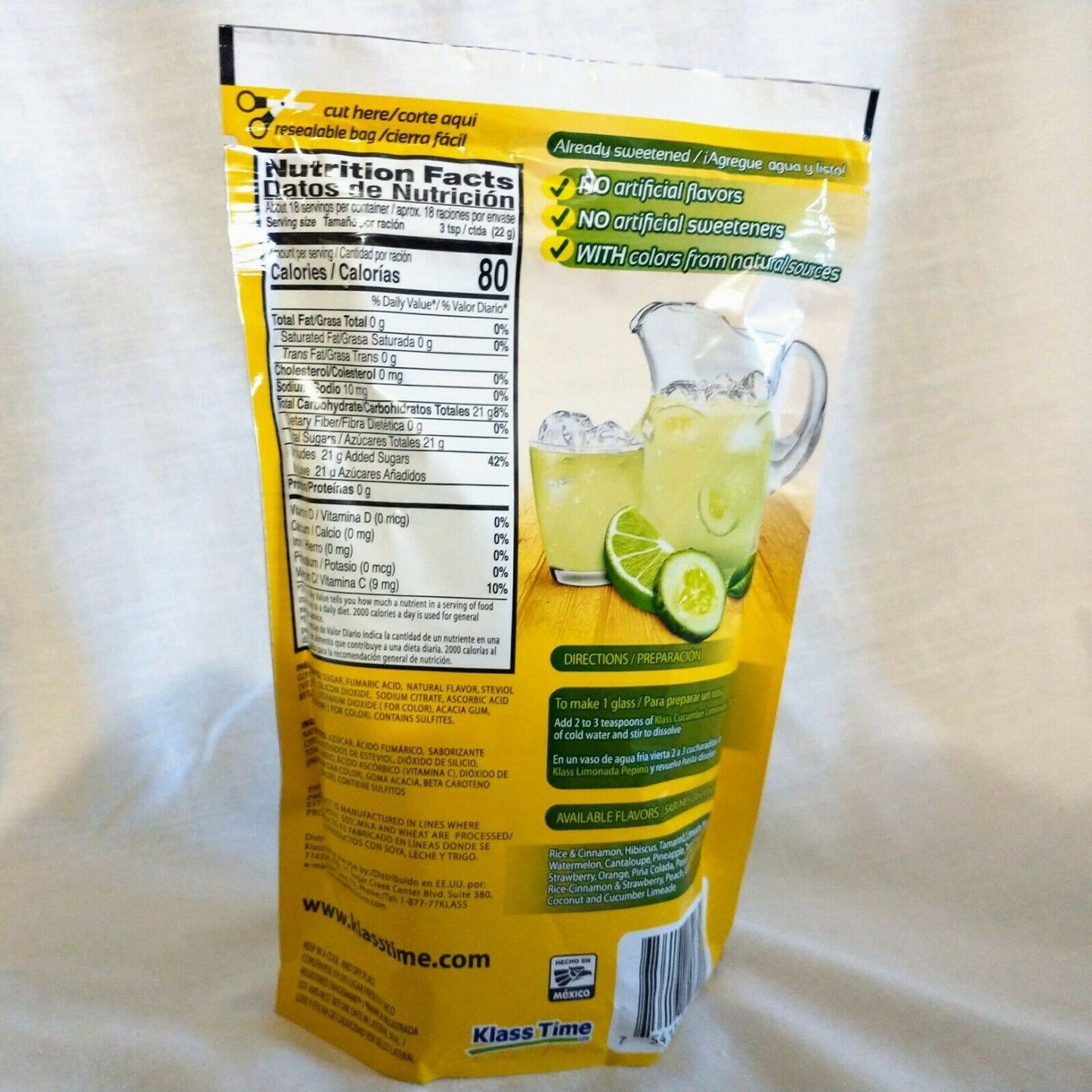 Klass Aguas Frescas Cucumber Lemonade (Limonada Pepino) Drink Mix 14 Oz Package