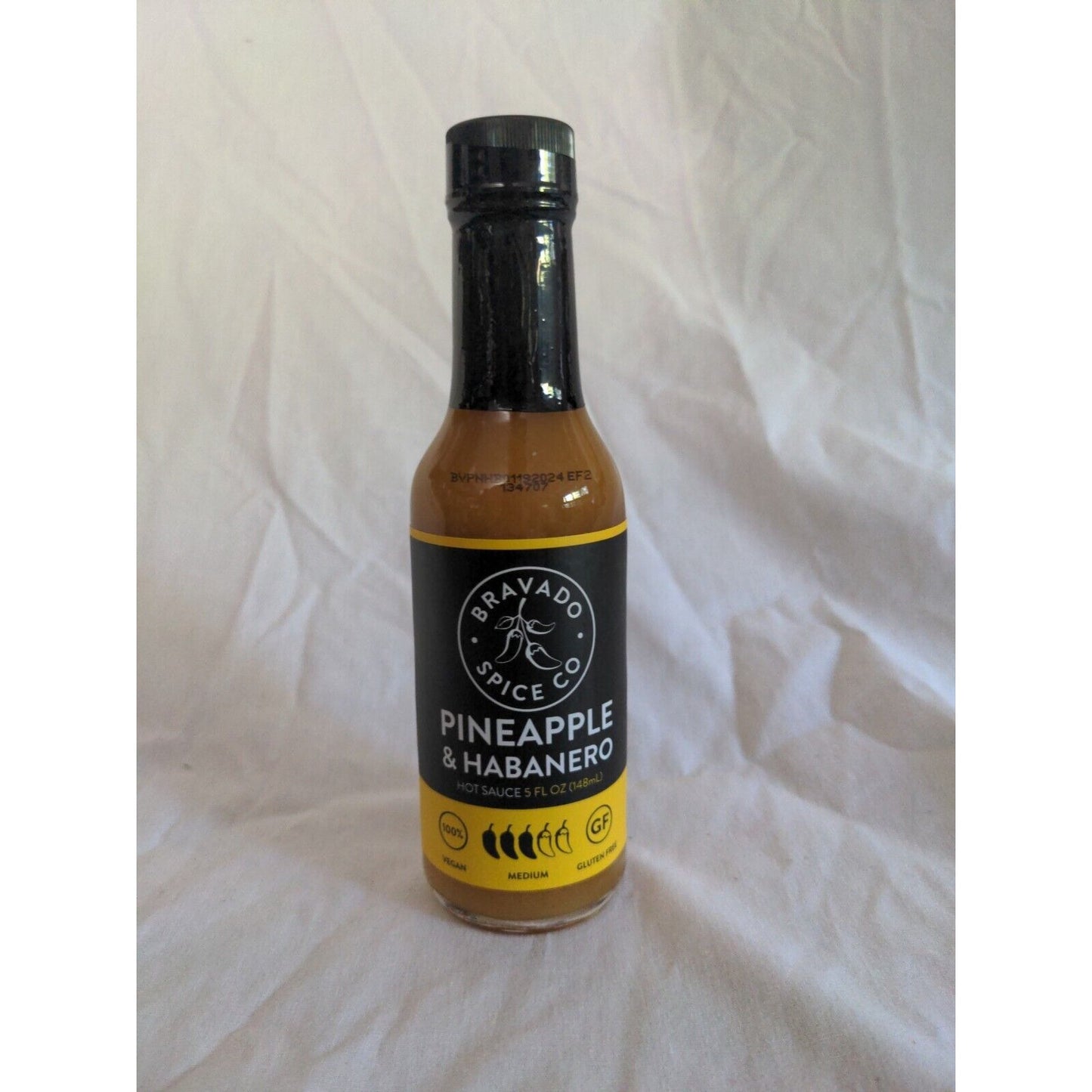 Bravado Spice Co Pineapple Habanero Hot Sauce 5 Ounce Glass Bottle