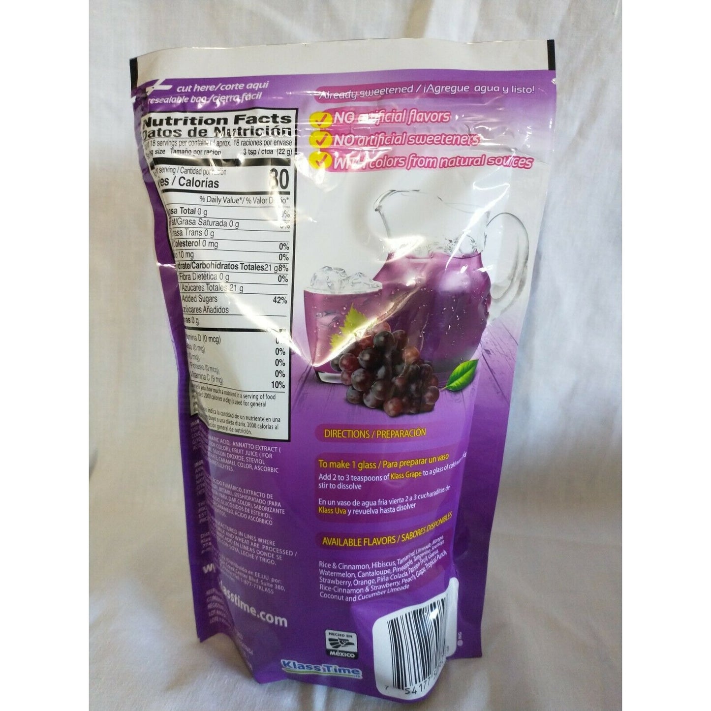 Klass Aguas Frescas Grape (Uva) Drink Mix 14.1 Oz Package