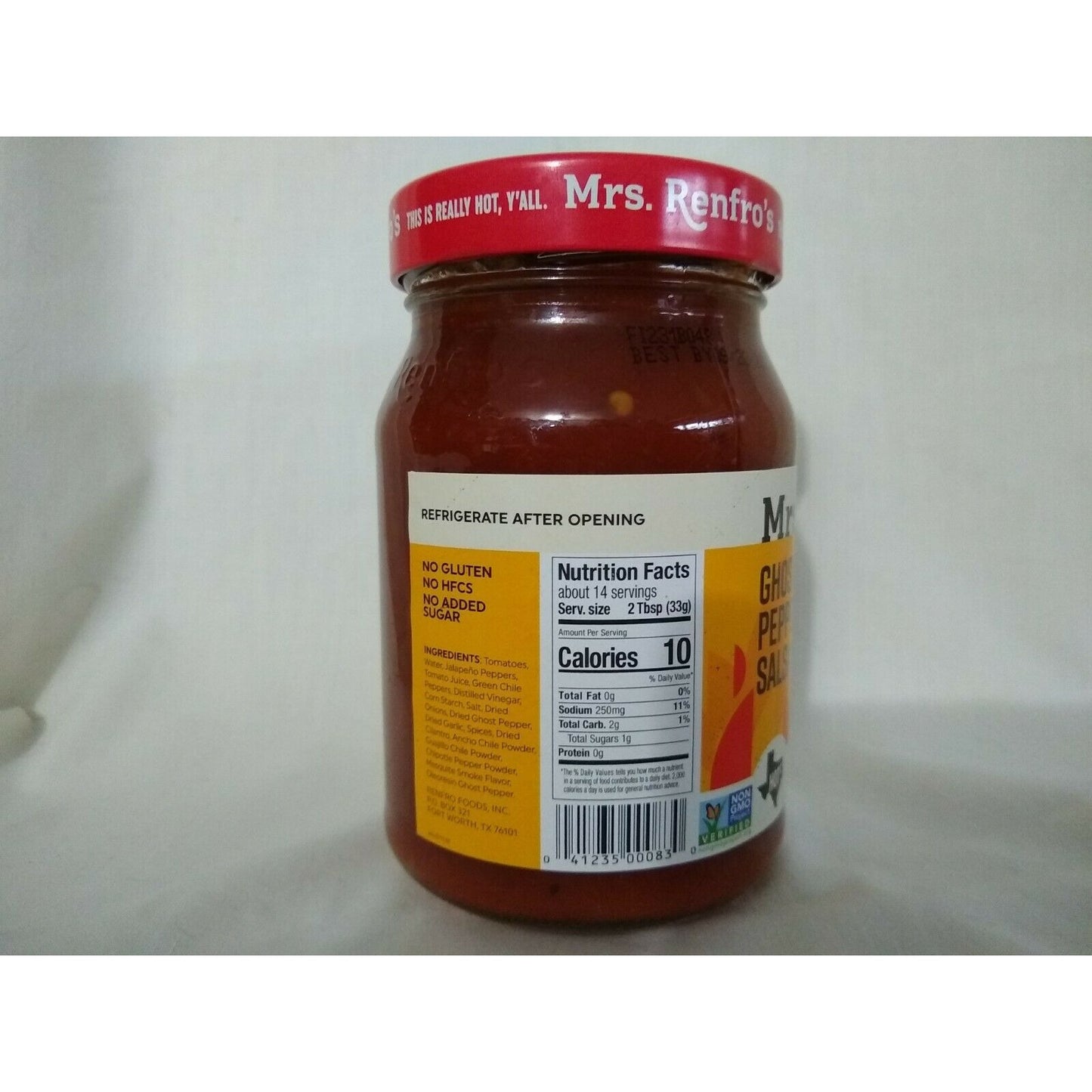 Mrs. Renfro's Ghost Pepper Salsa 16 Oz Glass Jar