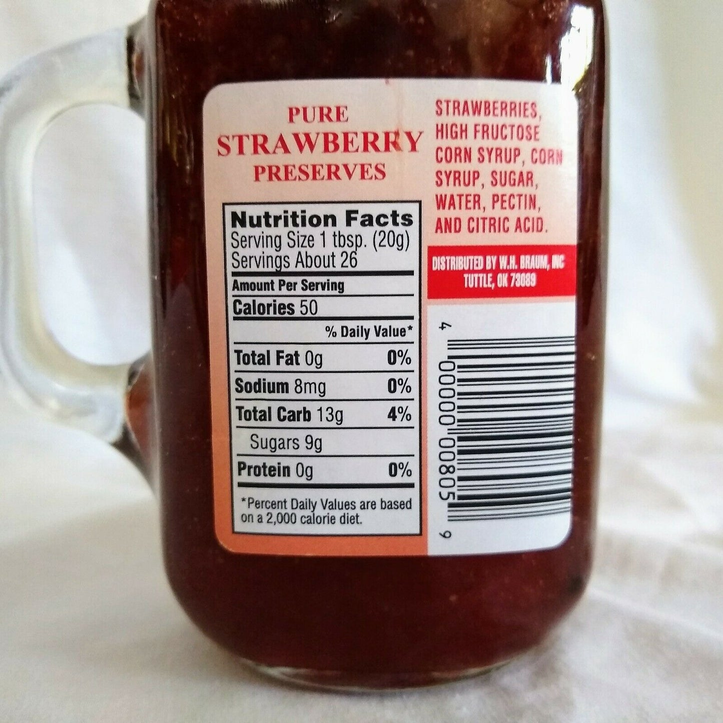 Braum's Strawberry Preserves 18 Ounce Glass Jar