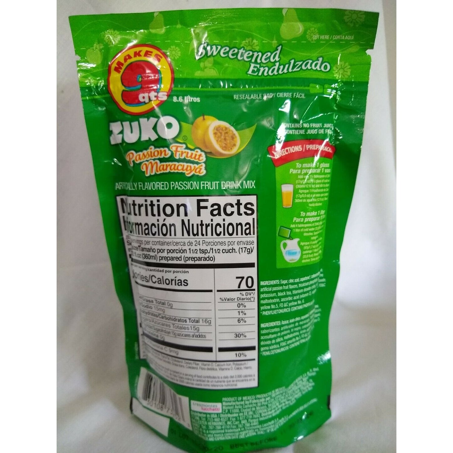 Zuko Aguas Frescas Passionfruit (Maracuya) Flavored Drink Mix 14.1 Ounce Package