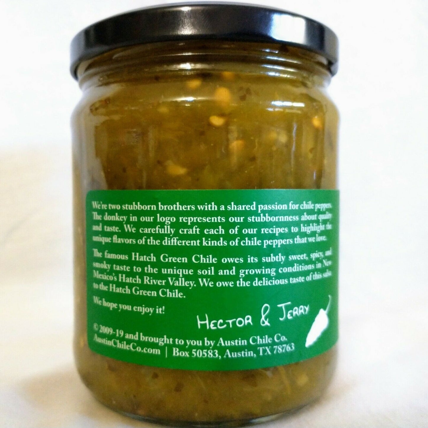 Austin Chile Co. Hatch Chile Salsa Verde Medium 16 Oz. Glass Jar