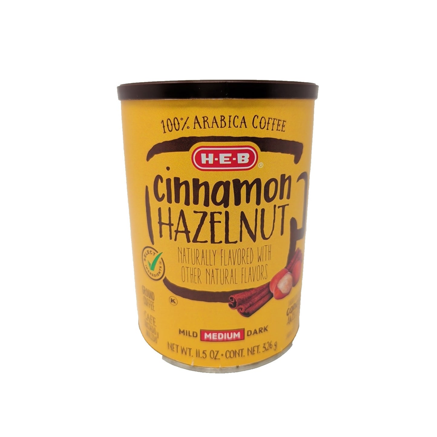HEB Cinnamon Hazelnut Coffee 11.5 Ounce Canister