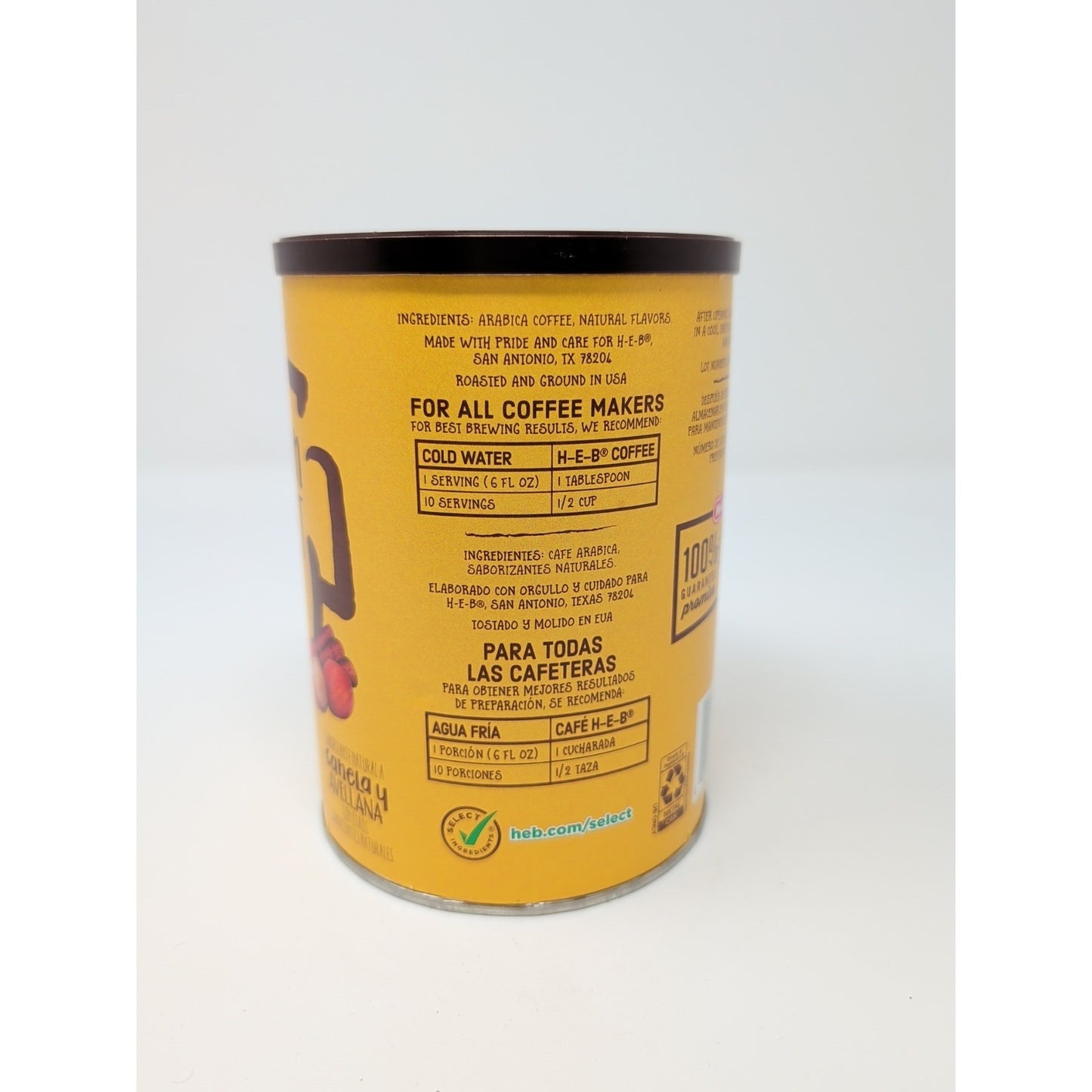 HEB Cinnamon Hazelnut Coffee 11.5 Ounce Canister