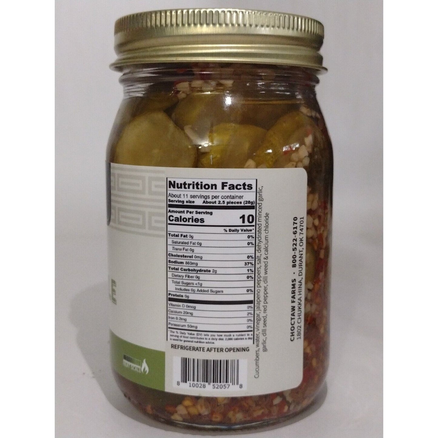 Choctaw Farms Spicy Garlic Dill Pickle Slices 16 Ounce Glass Jar