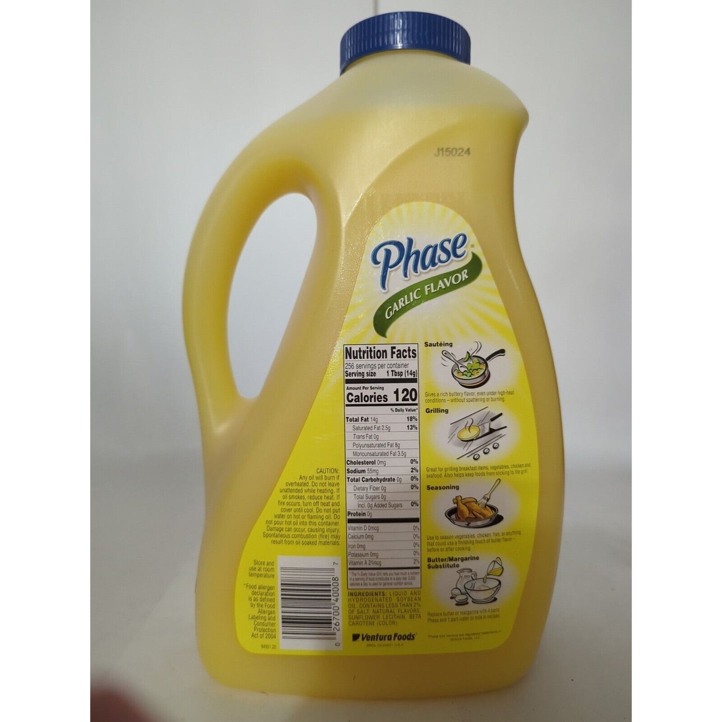 Phase Garlic Flavor Vegetable Oil 1 Gallon Plastic Jug