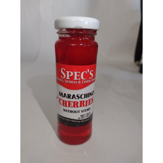 Spec's Maraschino Cherries Without Stems 4 Ounce Glass Bottle