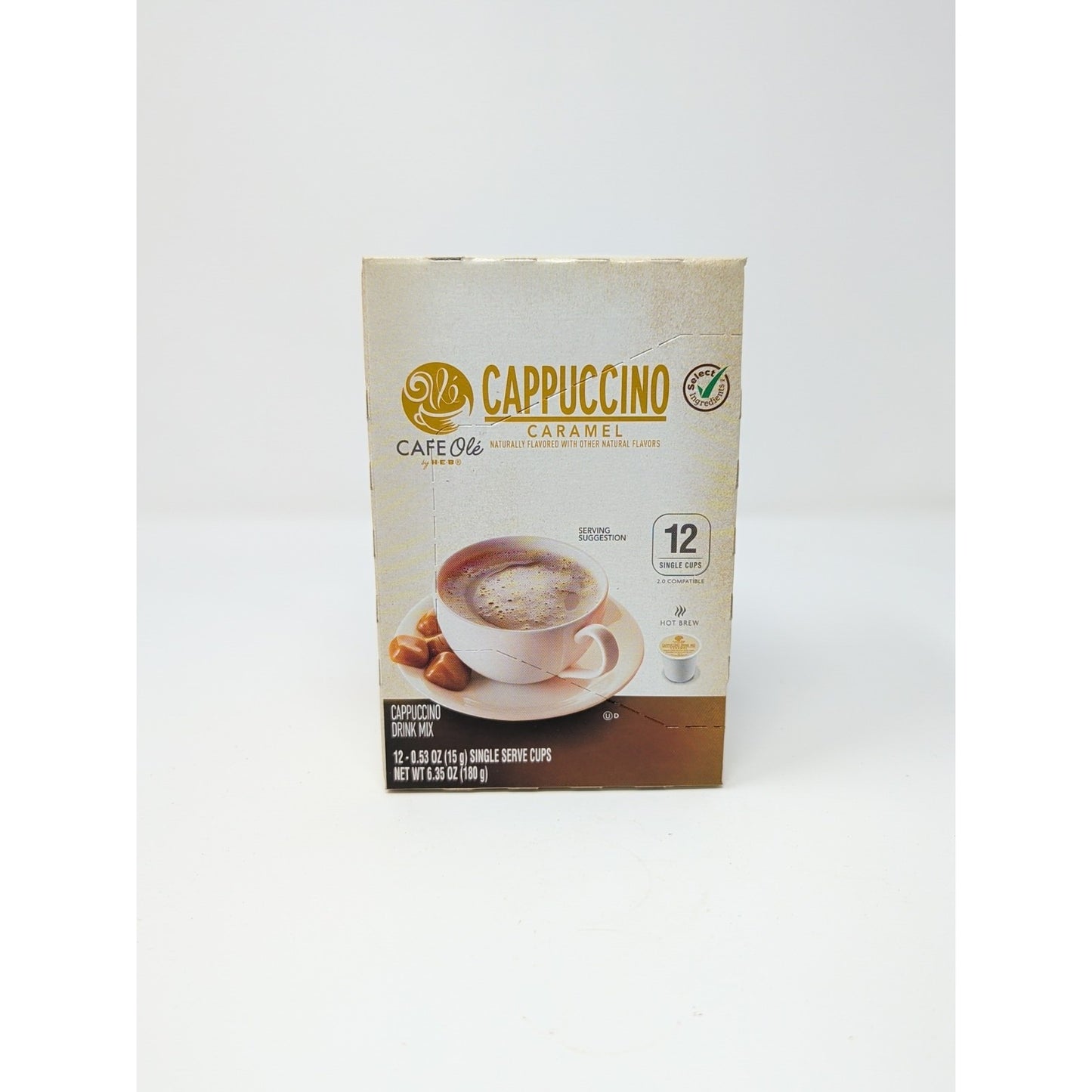 Cafe Ole By HEB Caramel Coffee Cappuccino Drink Mix K-Cups 12 Count