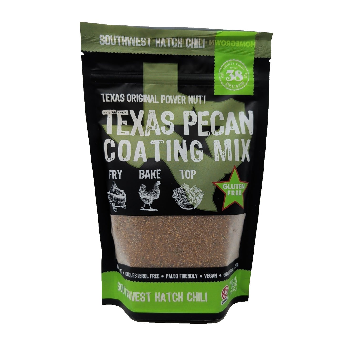 38 Pecans Texas Pecan Coating Mix Southwest Hatch Chili 8 Ounce Bag Paleo Keto