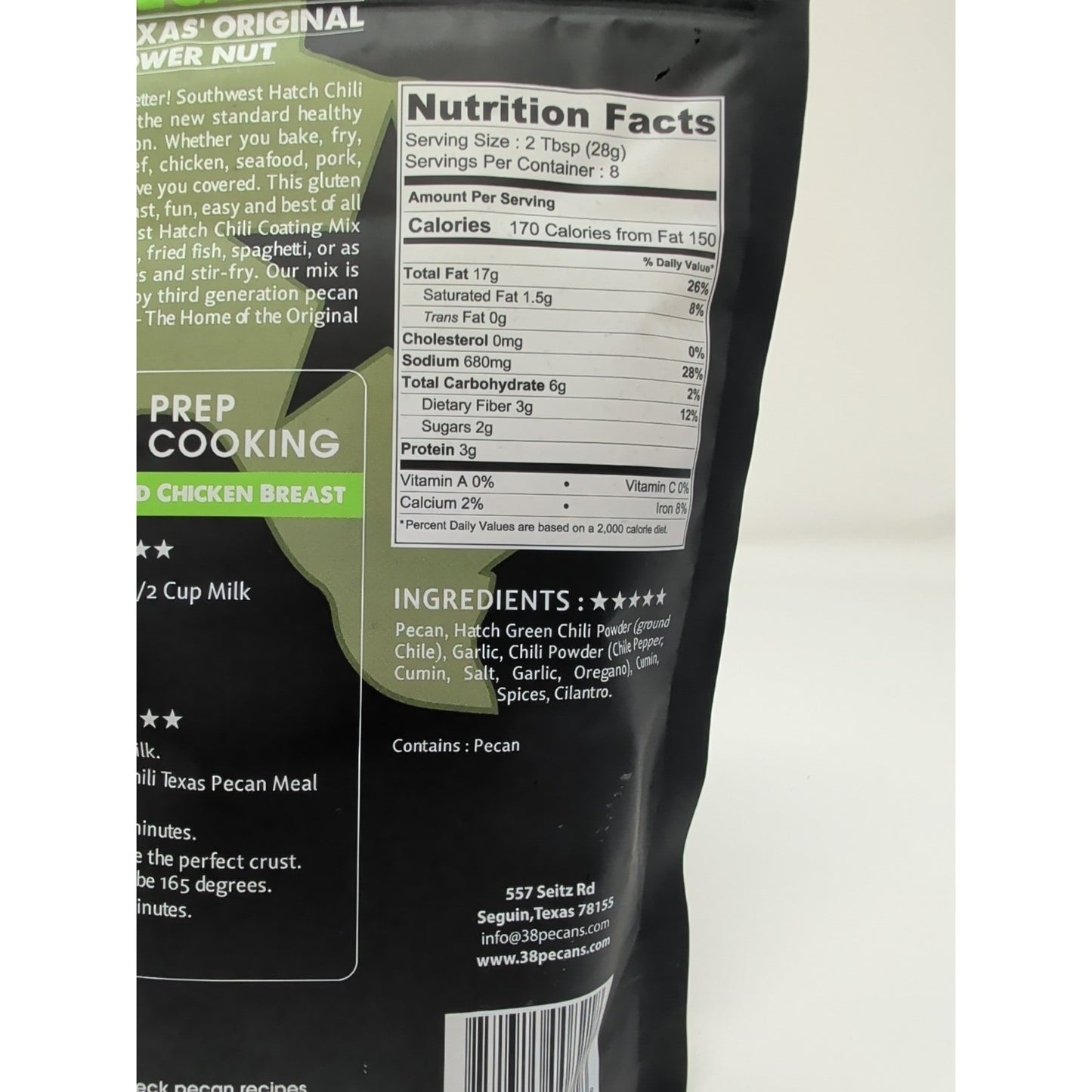 38 Pecans Texas Pecan Coating Mix Southwest Hatch Chili 8 Ounce Bag Paleo Keto