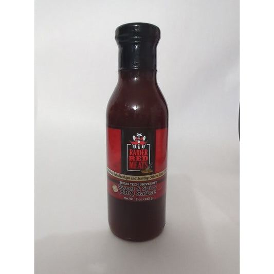 Raider Red Meats Sweet And Spicy BBQ Sauce 12 Ounce Glass Bottle