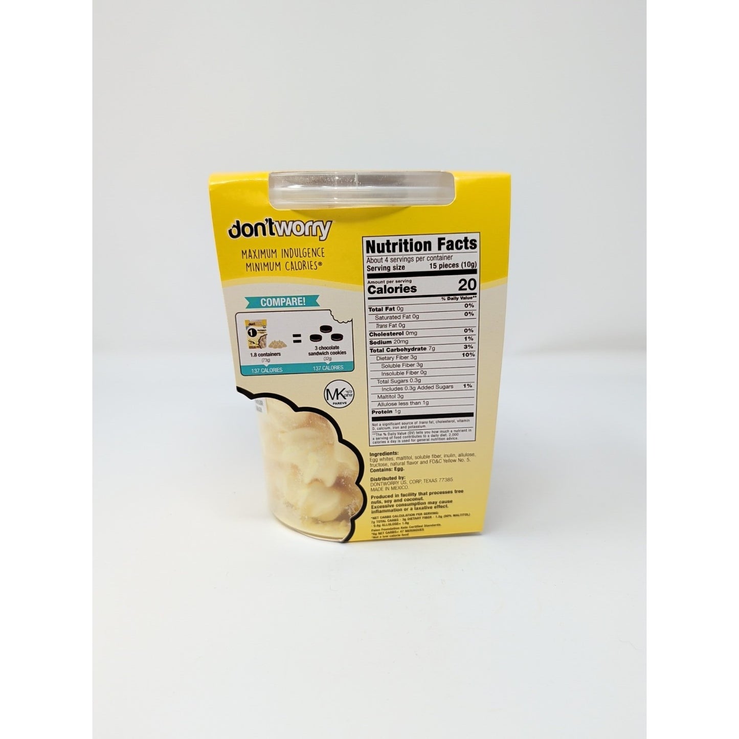 don'tworry Meringues Vanilla Flavor 1.4 Ounce Plastic Container