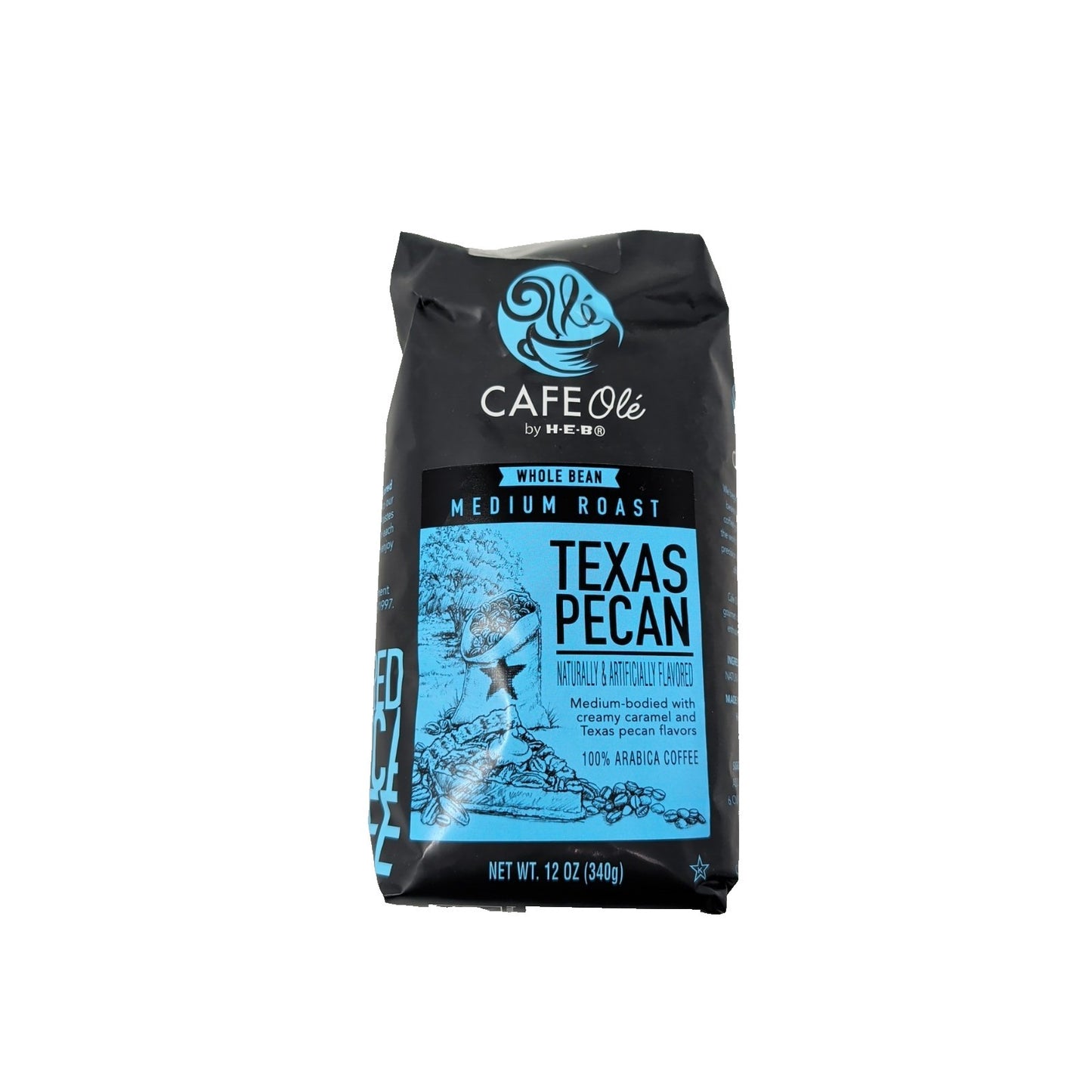 Cafe Ole By HEB Texas Pecan Whole Bean Coffee 12 Ounce Bag
