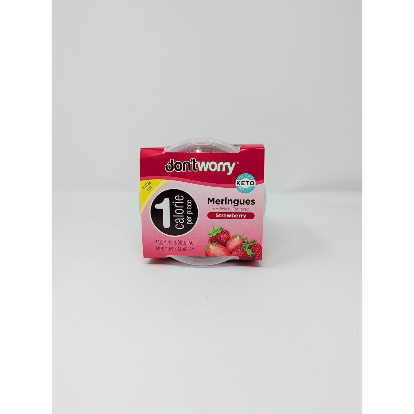 don'tworry Meringues Strawberry Flavor 1.5 Ounce Plastic Container