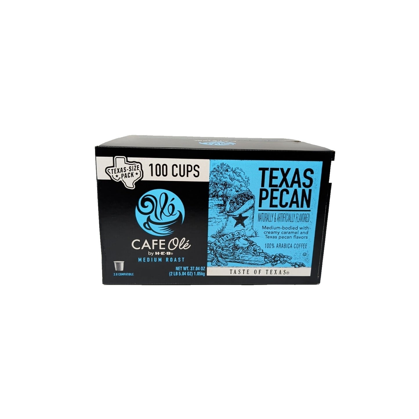 Cafe Ole By HEB Texas Pecan Coffee K-Cups 100 Count Box