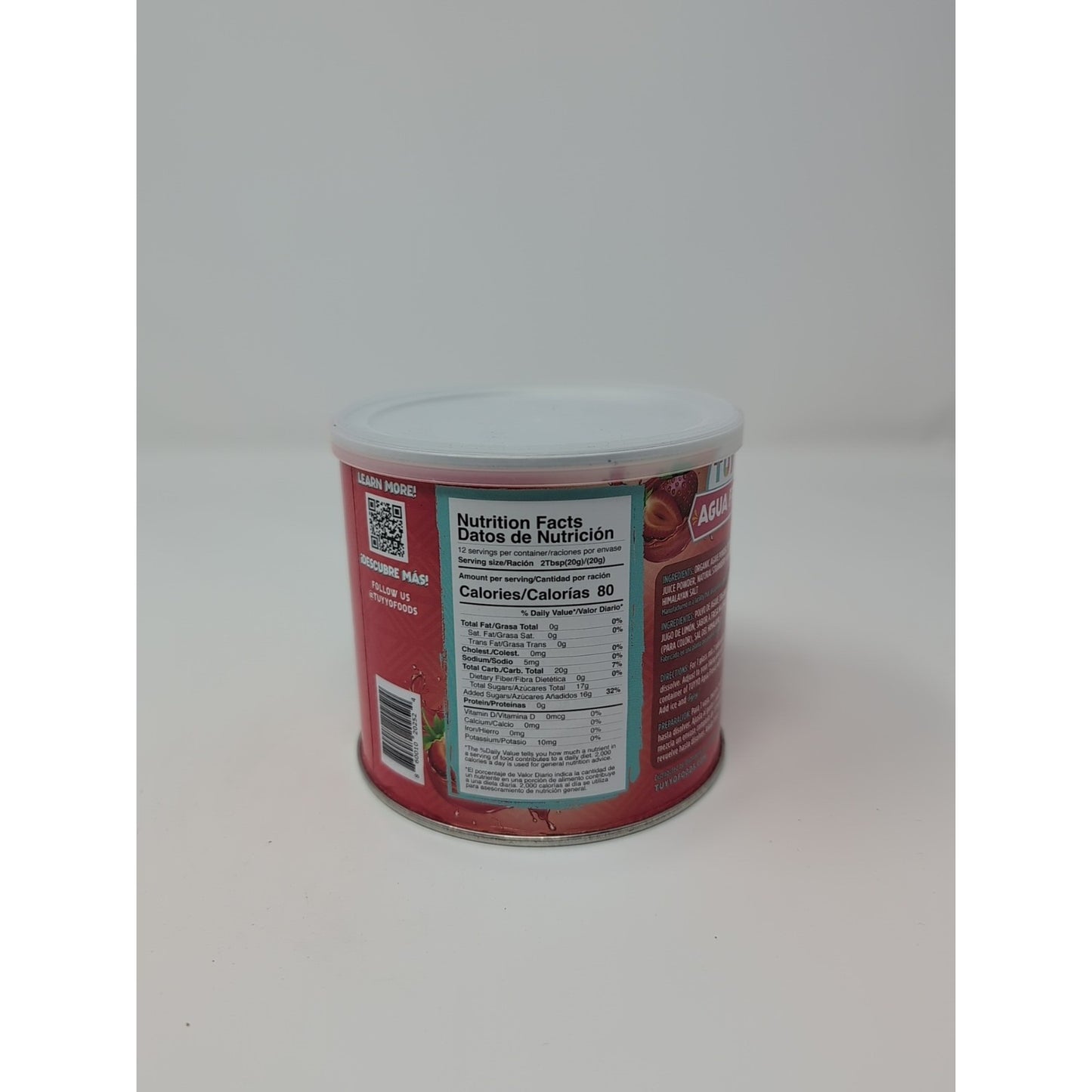 Tuyyo Strawberry (Fresa) Agua Fresca Powder 8.5 Ounce Canister