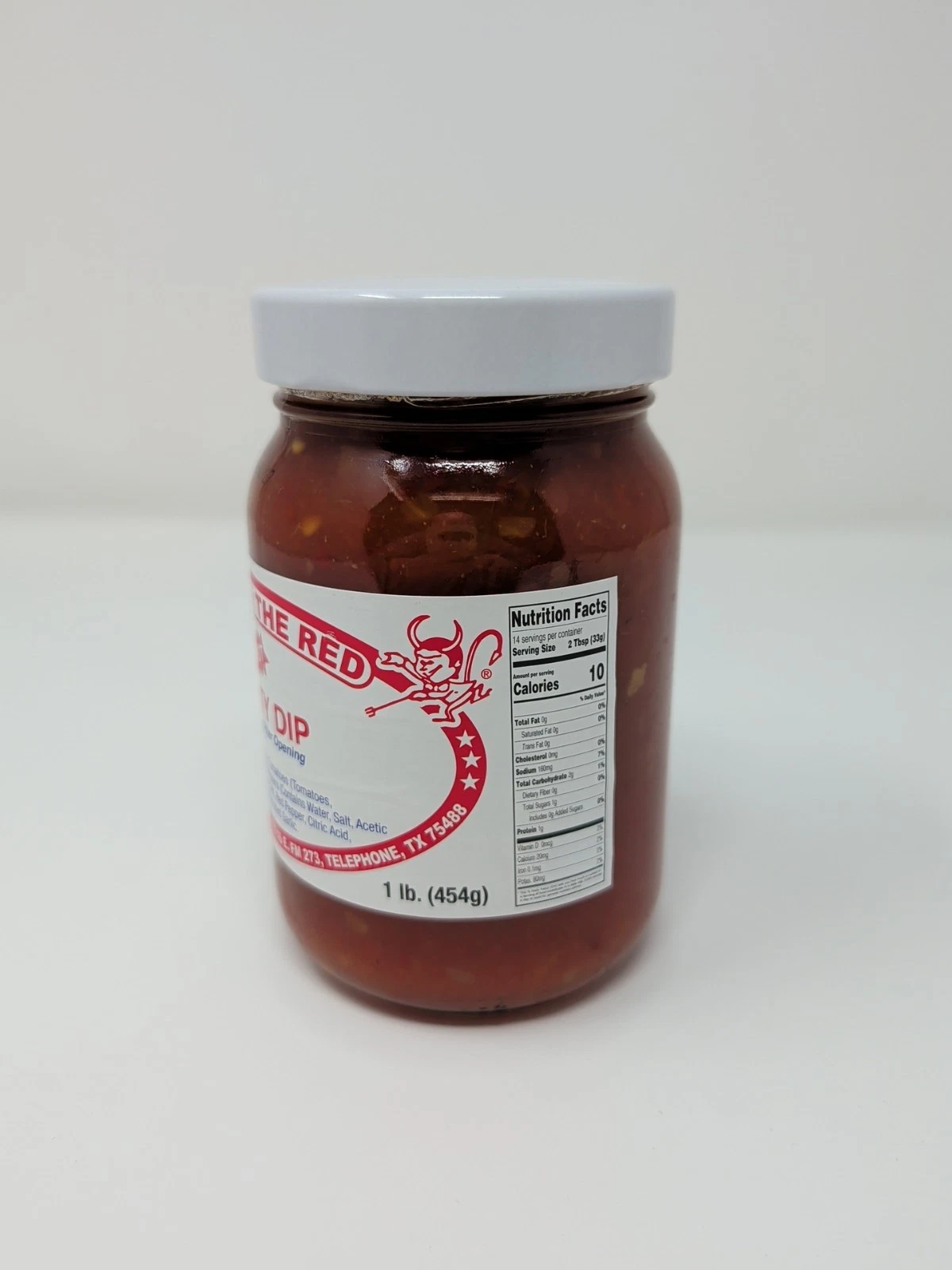 Hell on the Red Hot Party Dip glass jar on a white background