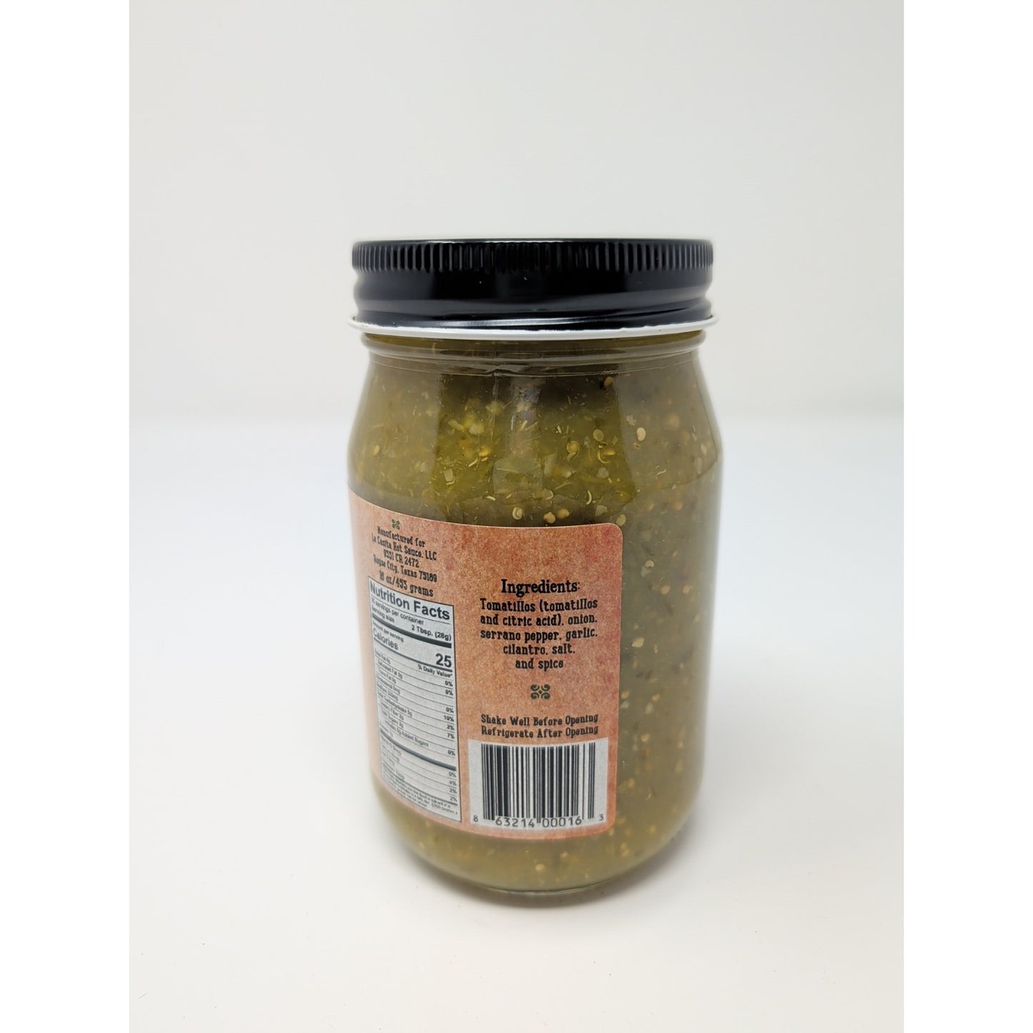La Casita Esmeralda's Verde Tomatillo Salsa Hot Sauce 16 Ounce Glass Jar