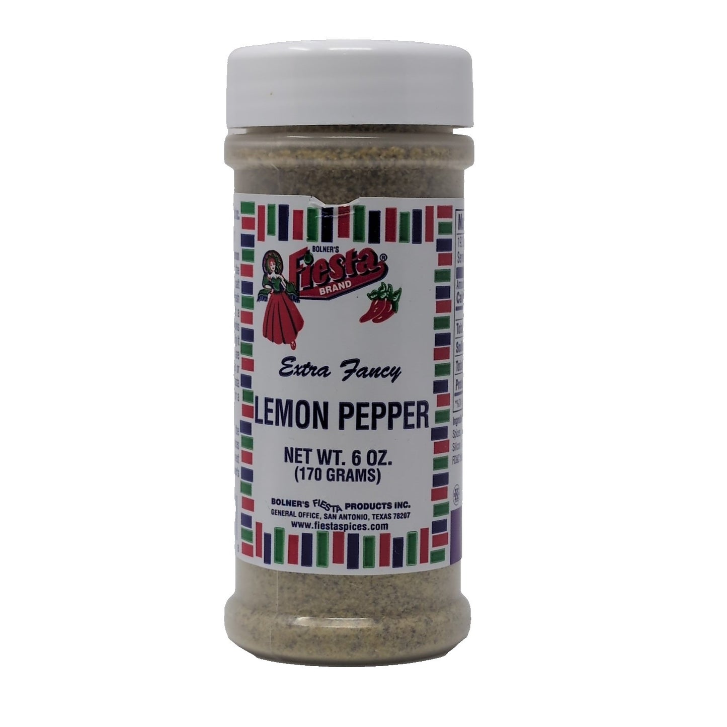 Bolner's Fiesta Extra Fancy Lemon Pepper 6 Ounce Plastic Shaker