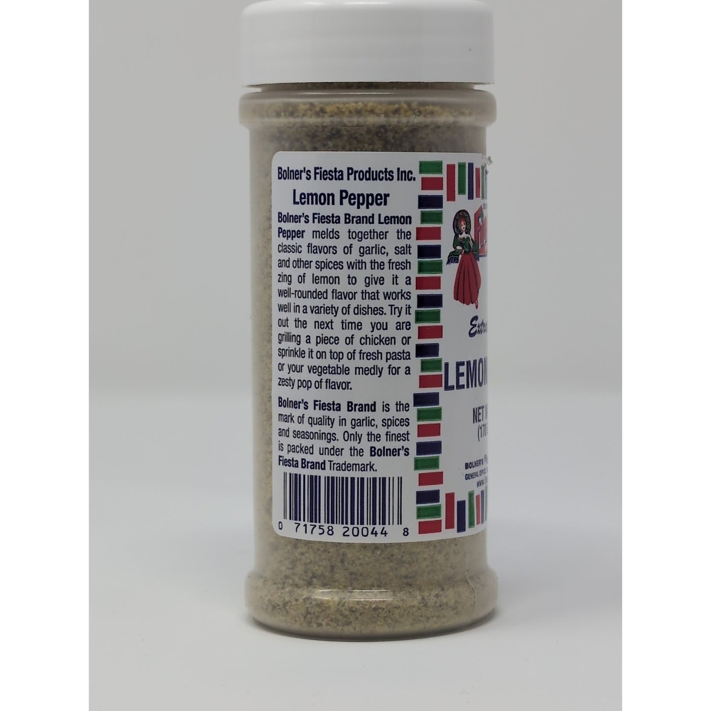 Bolner's Fiesta Extra Fancy Lemon Pepper 6 Ounce Plastic Shaker